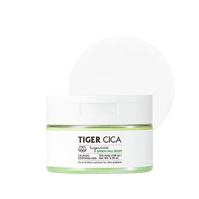 Tiger Cica Green Chill Down Calming Soothing Pad 150g (100szt)